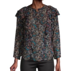Veronica Beard Aneri Ruffle Silk Georgette Blouse 8